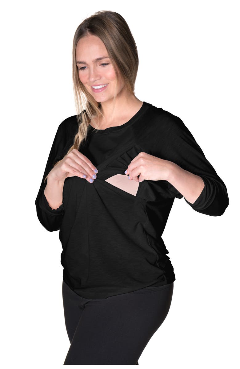 BUN Maternity Nursing Apparel Bliss Long Sleeve Nursing Top, Alternate, color, Black