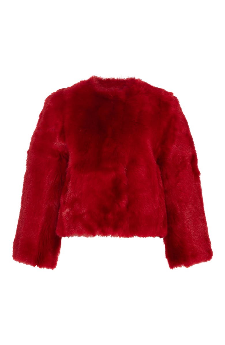 GORSKI Collarless Genuine Shearling Short Jacket, Reversible, Alternate, color, Red