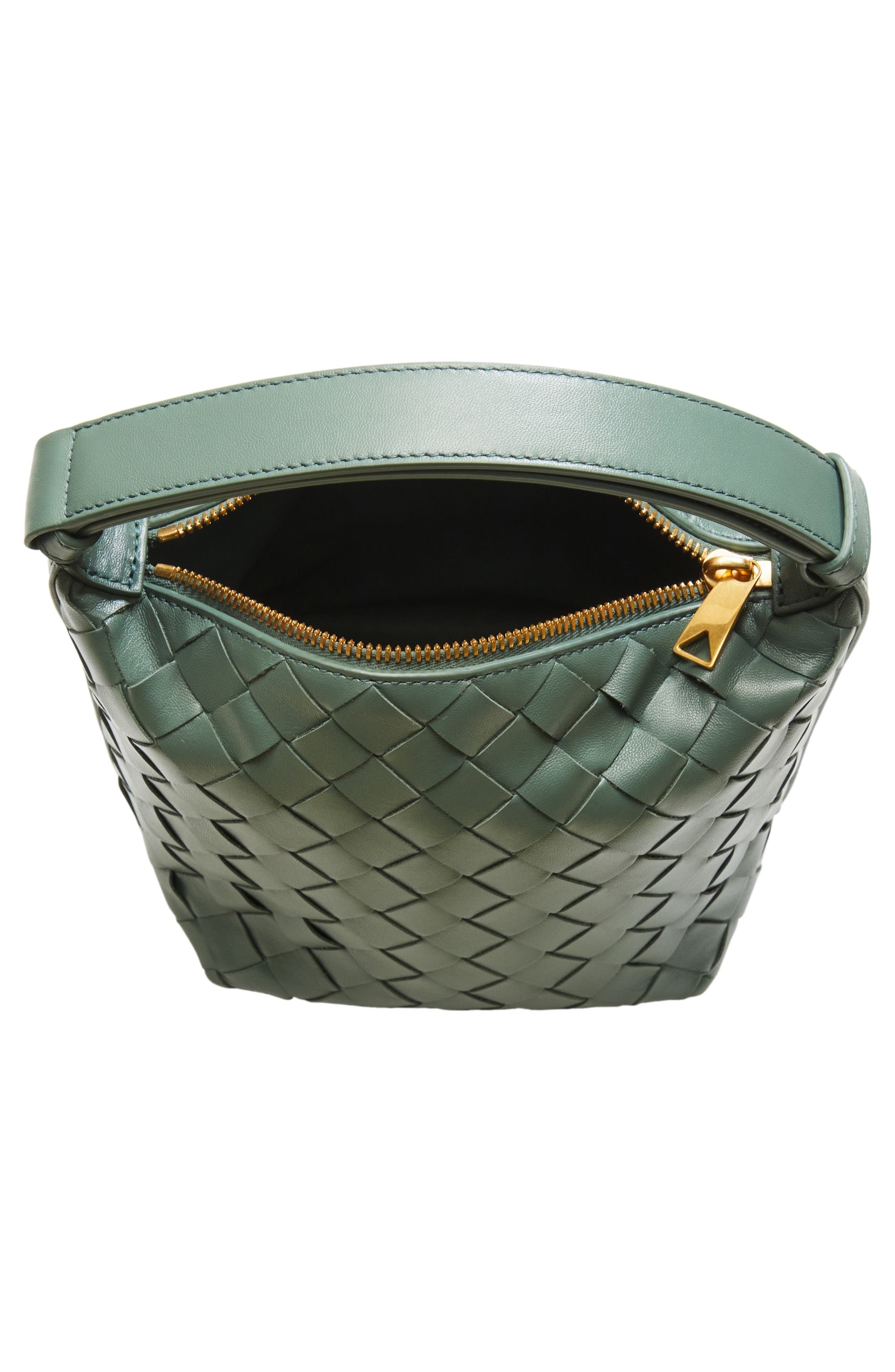 Candy Wallace Intrecciato Handheld Pouch, Alternate, color, ALOE/ GOLD