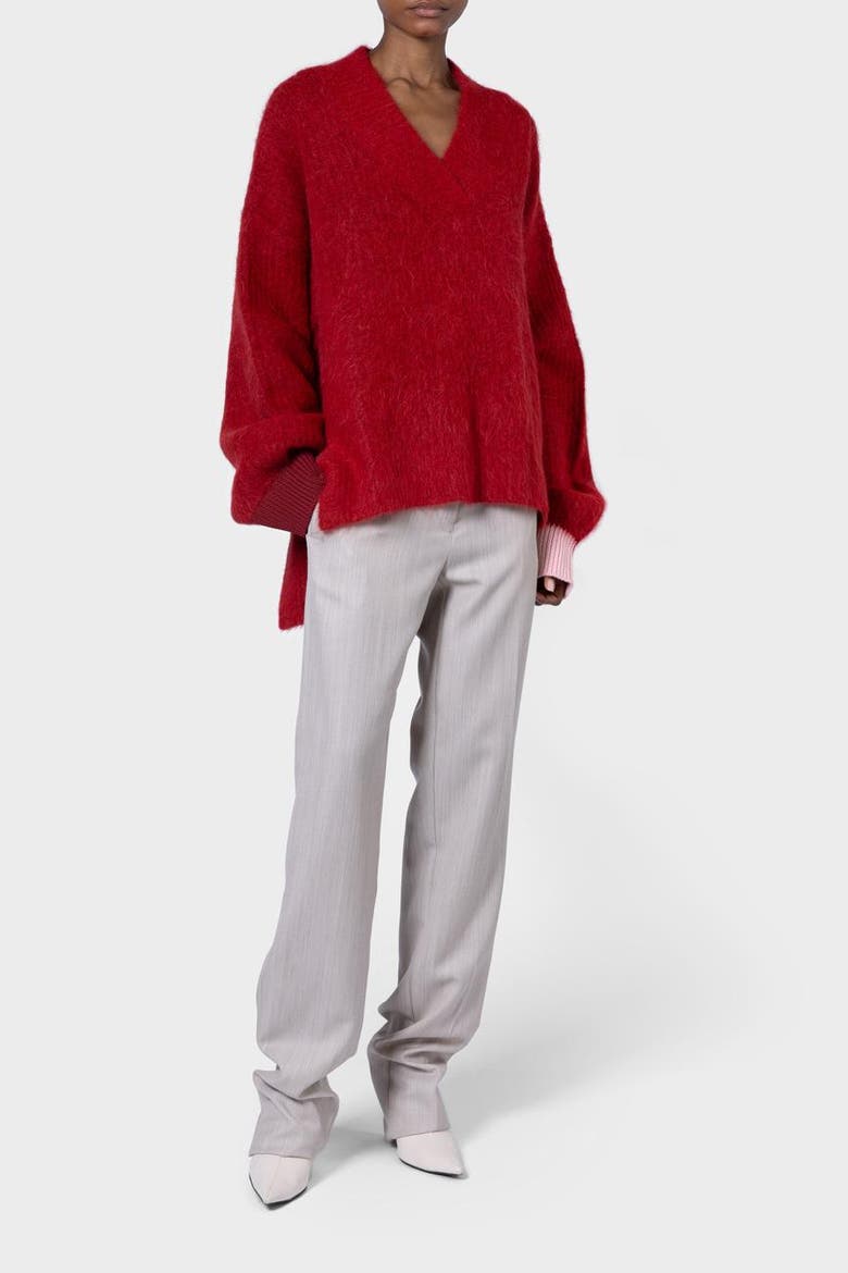 Tehla V-Neck Knitted Sweater, Alternate, color, Blood Orange