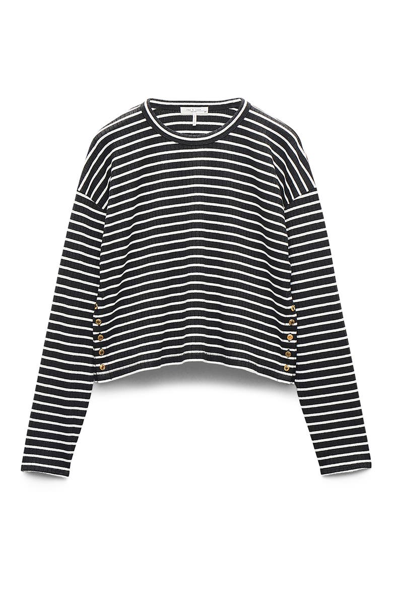 Stripe Long Sleeve Rib Top, Alternate, color, BLACK MULTI