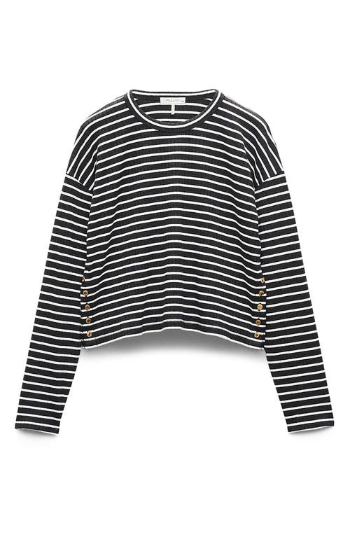 Rag & Bone Stripe Long Sleeve Rib Top In Black