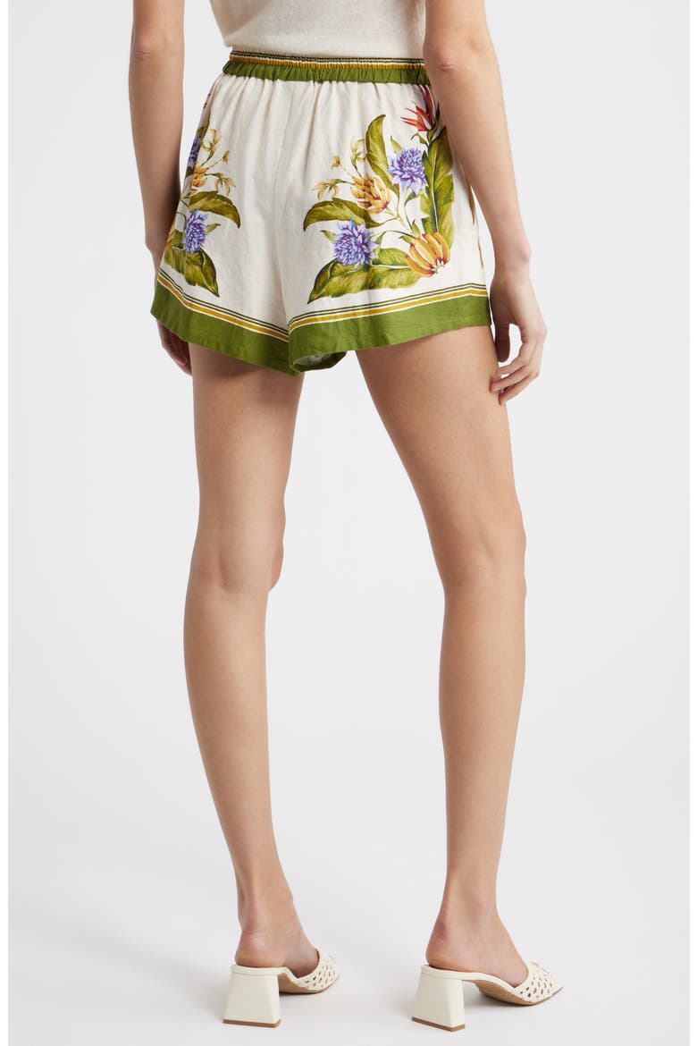 Tropical Scarf Sand Linen Blend Shorts, Alternate, color, SAND
