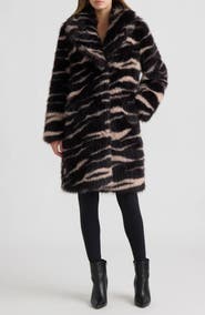 NVLT Leopard Print Faux Fur Coat