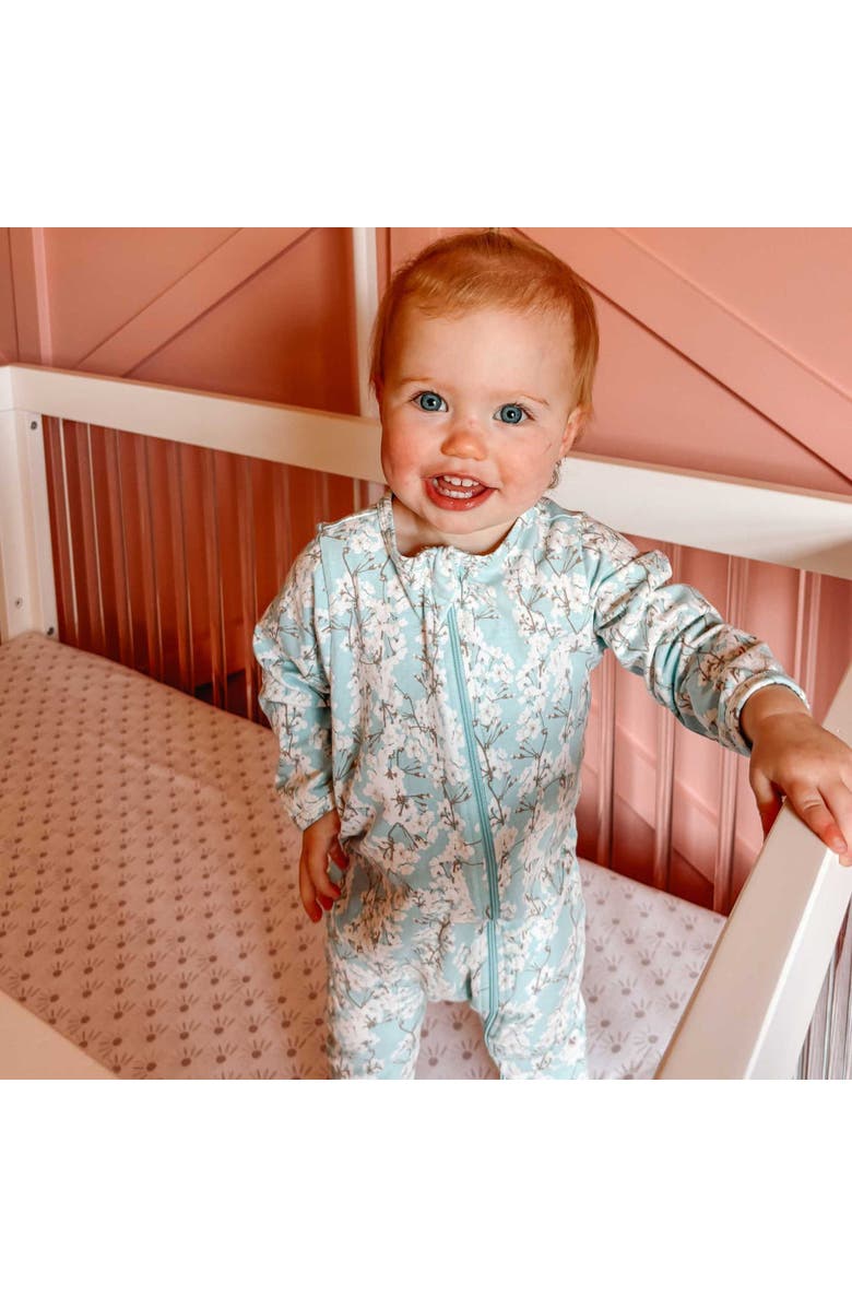 Norani Organic Cotton Zip Footie in Cherry Blossoms, Alternate, color, Cherry Blossoms