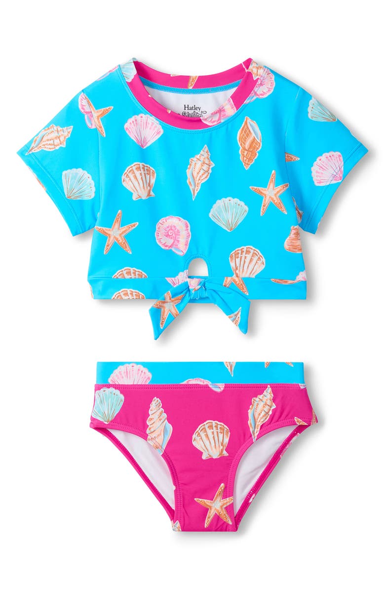 Hatley Kids' Ocean Shells Two-Piece Swimsuit, Main, color, Turquoise