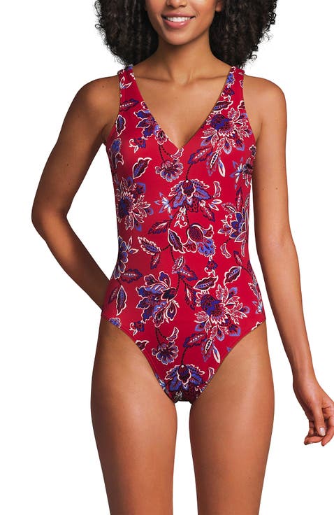 Tugless V-Neck High Leg One Piece Swimsuit
