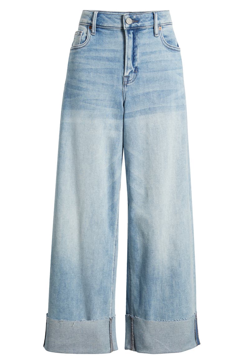 Cuffed Wide Leg Jeans, Alternate, color, MEDIUM WASH