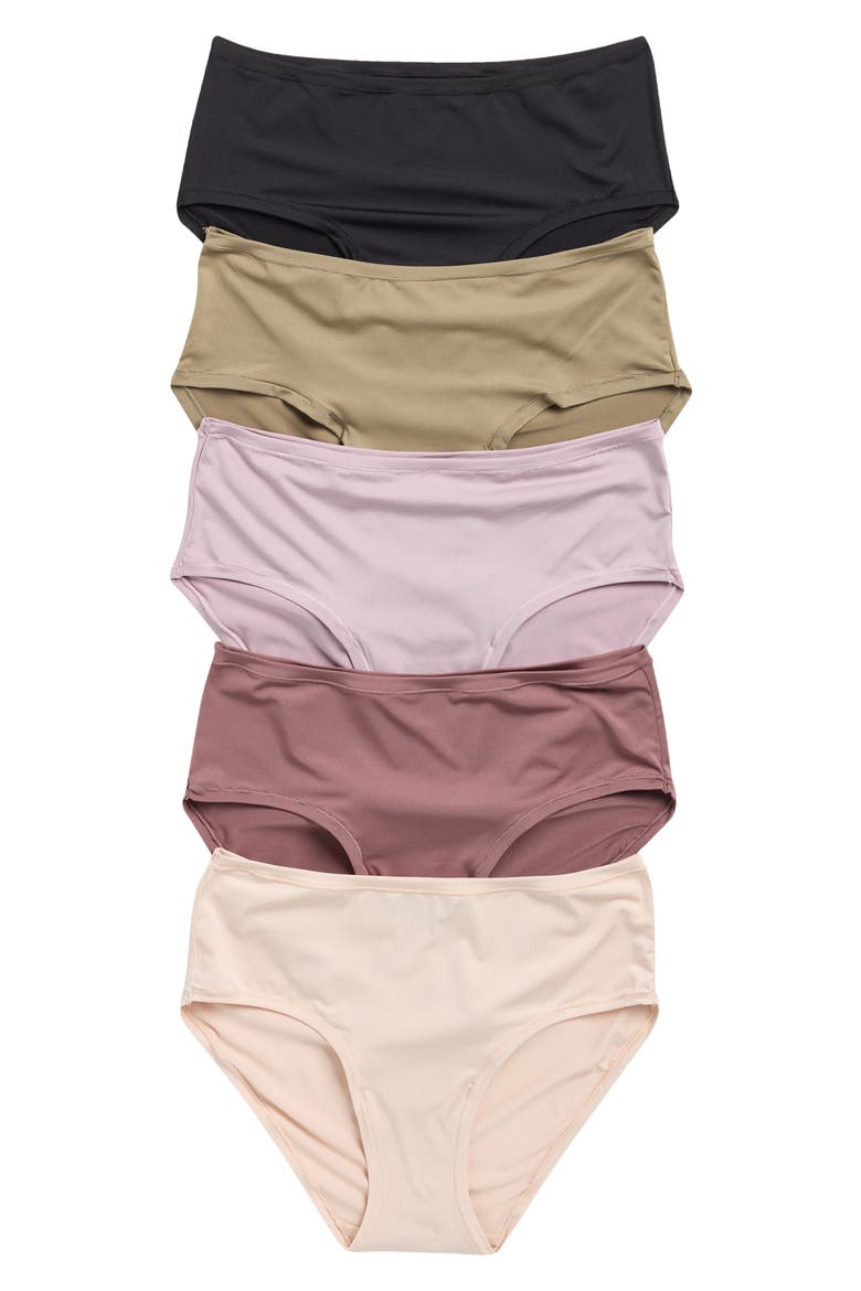Ultimate 5-Pack Stretch Hipster Panties, Alternate, color, PURPLE PEACE -BEIGE MULTI