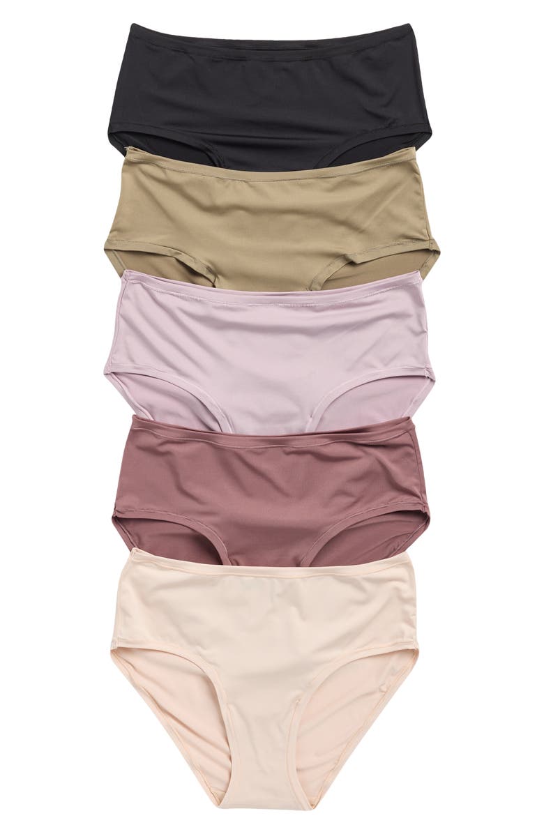 NORDSTROM RACK Ultimate 5-Pack Stretch Hipster Panties, Alternate, color, Purple Peace -Beige Multi