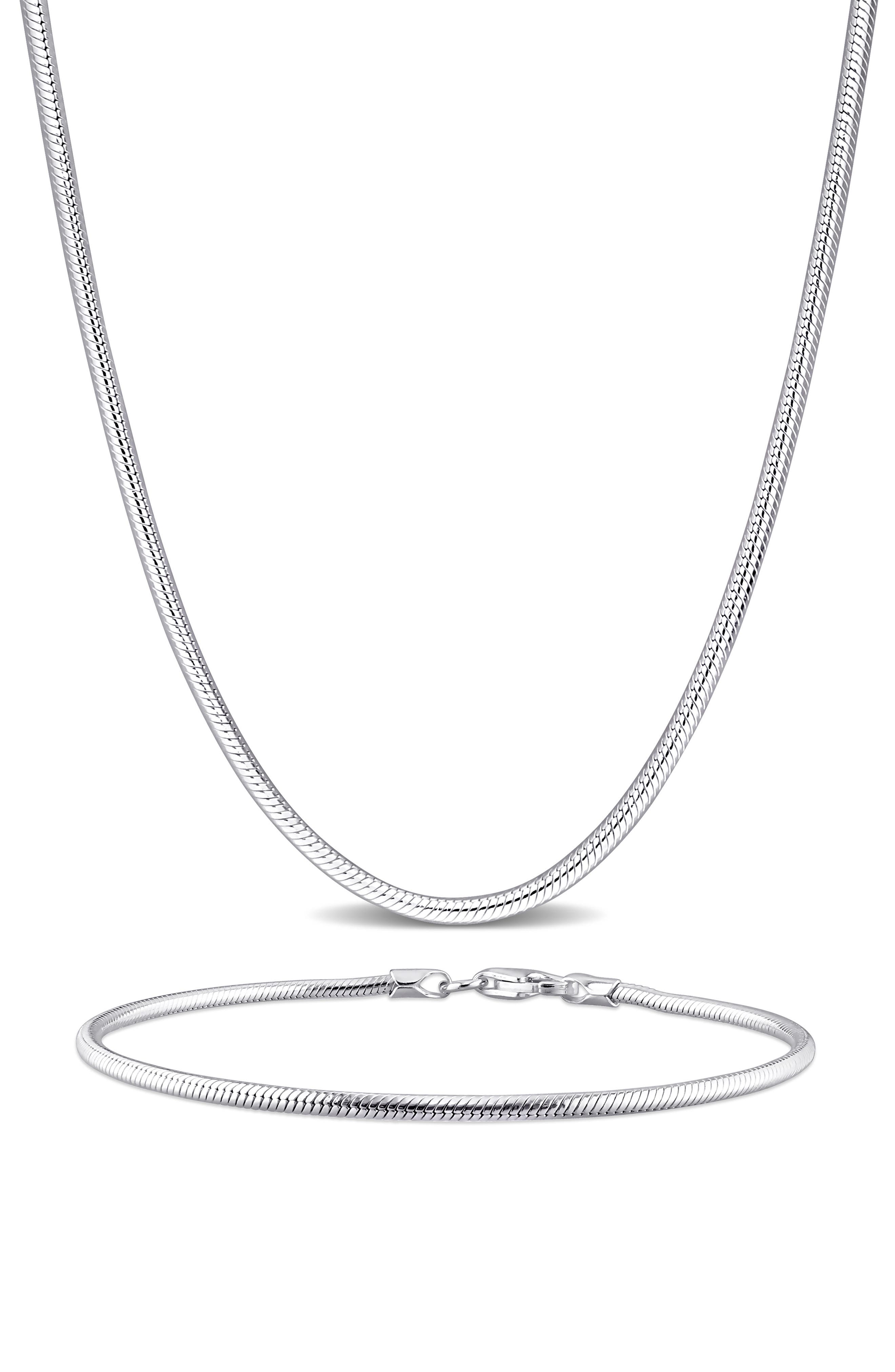DELMAR Snake Chain Necklace & Bracelet Set, 1.90mm