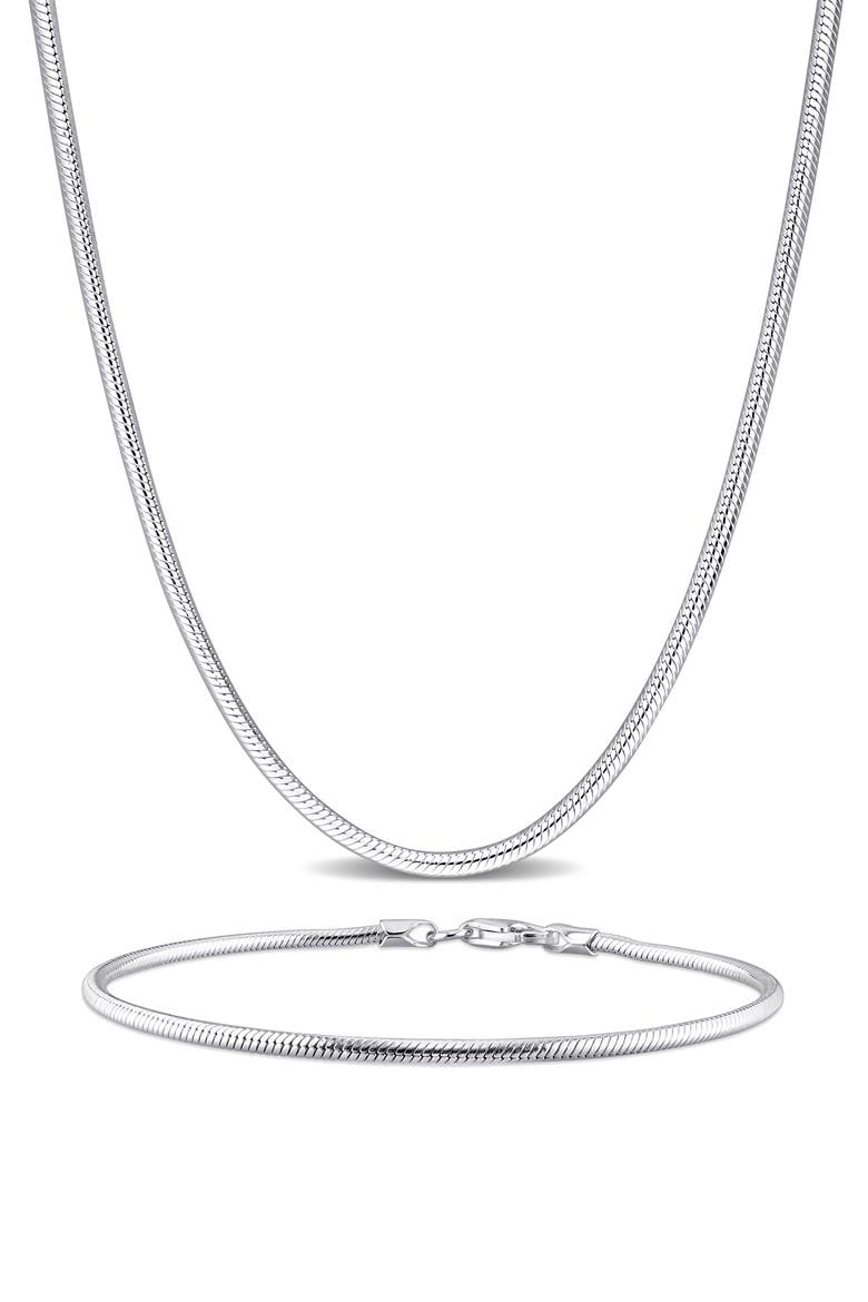 Snake Chain Necklace & Bracelet Set, 1.90mm, Main, color, SILVER