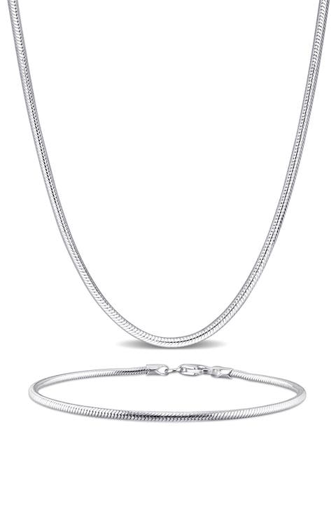 Snake Chain Necklace & Bracelet Set, 1.90mm