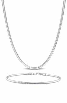 Snake Chain Necklace & Bracelet Set, 1.90mm