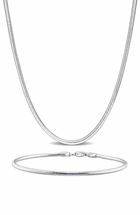 DELMAR Snake Chain Necklace & Bracelet Set, 1.90mm