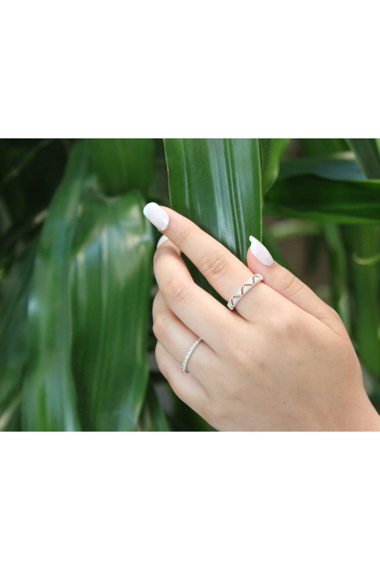 Prism 14K Gold Round Diamond Studded Stackable Ring - 0.05cts, Alternate, color, 14K White Gold
