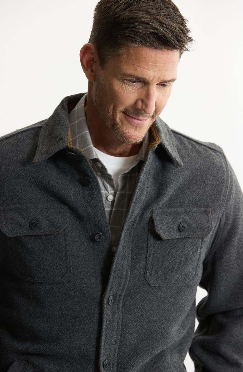JACHS Herringbone Knit Shirt Jacket, Alternate, color, Charcoal