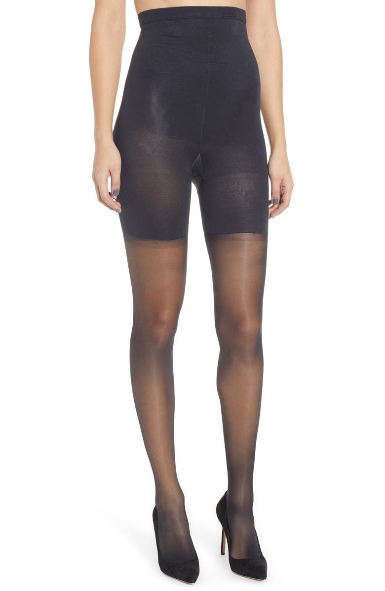 SPANX<sup>®</sup> SPANXshape<sup>™</sup> High-Waisted Mid-Thigh Sheers, Main, color, Black