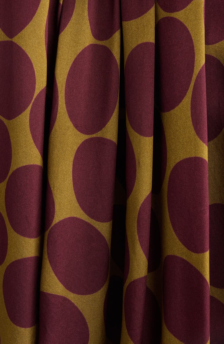 Dries Van Noten Denvo Fountain of Eggs Print Long Sleeve Twill Midi Dress, Alternate, color, Camel