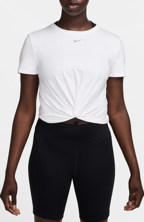 Nike One Classic Dri-fit Twist Front Top In White/black