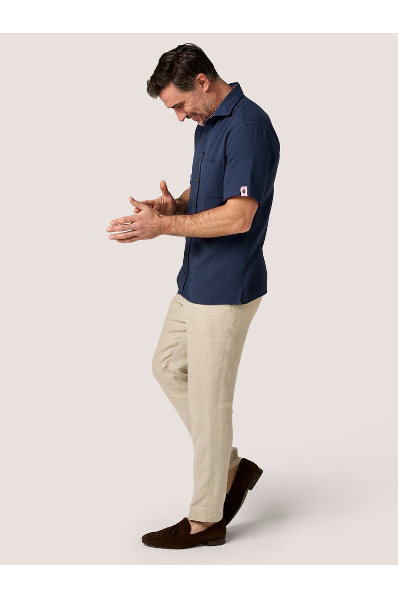 Cotton Short Sleeve Sack Weave Shirt, Alternate, color, Navy