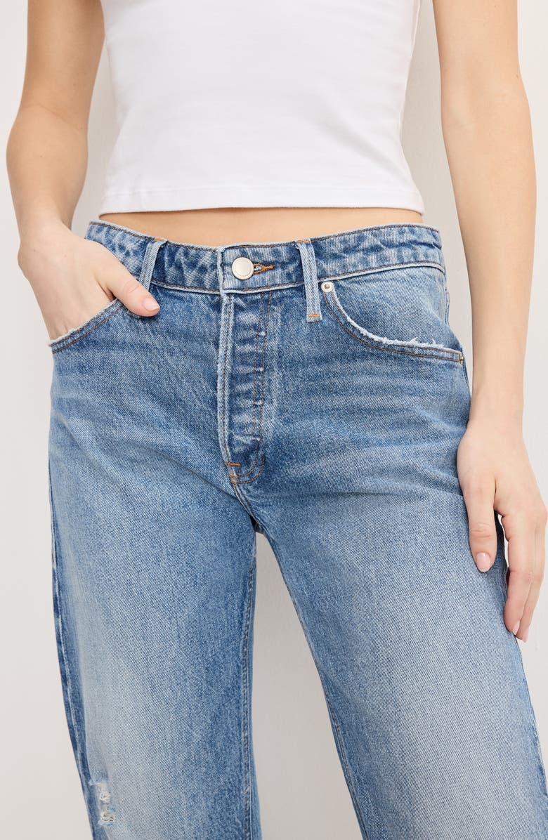 Good American Ripped Ankle Straight Leg Jeans, Alternate, color, Indigo1221