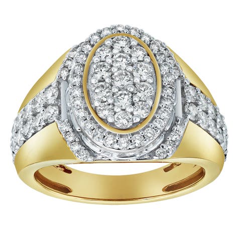 Ice Bowl 14K Yellow Gold Diamond Men Statement Ring - 2.01ct.