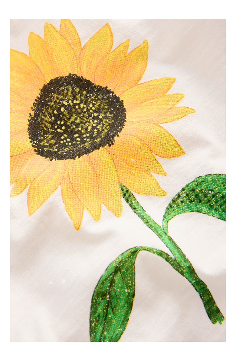 Mini Boden Kids' Daisy Graphic Cotton Ringer T-Shirt, Alternate, color, Ivory Sunflower