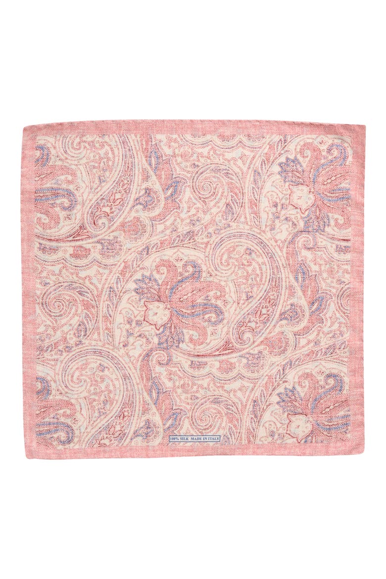 Paisley Silk Pocket Square, Alternate, color, PINK