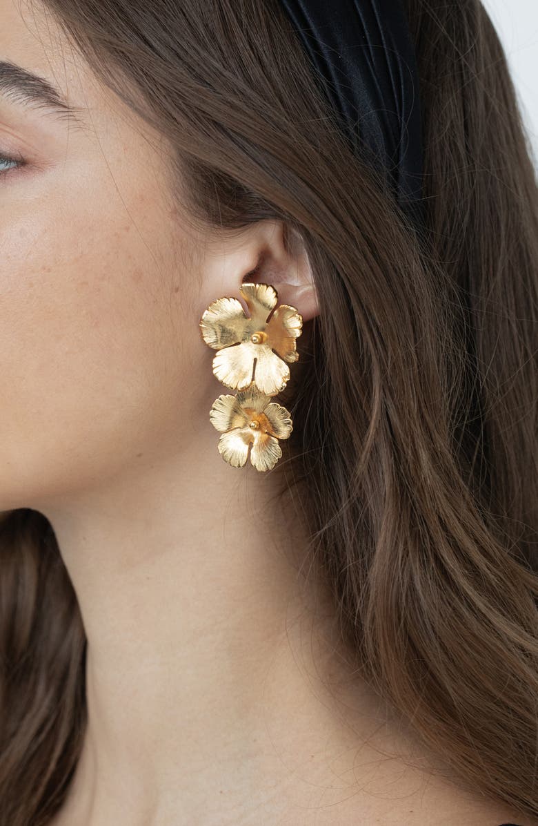 Jennifer Behr Collette Floral Drop Earrings, Alternate, color, Gold