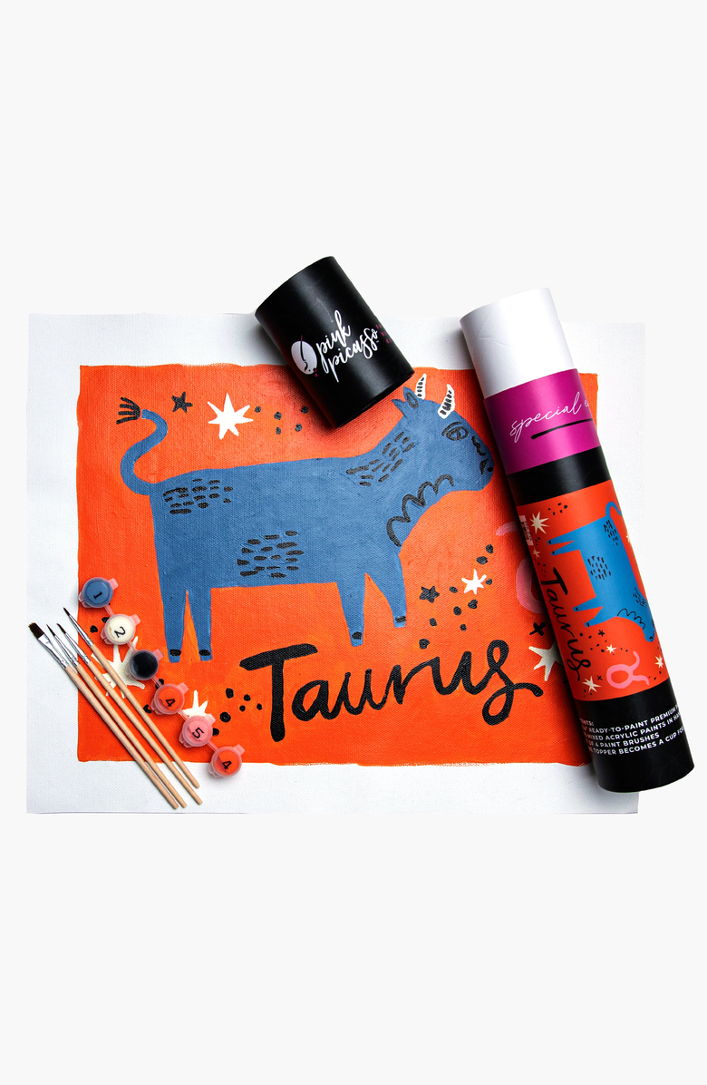 Pink Picasso Kits Special Edition Zodiac Taurus Paint by Numbers Kit, Main, color, Orange And Blue