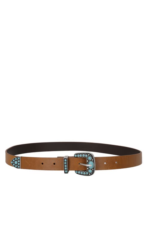 Thelma Turquoise Leather Belt