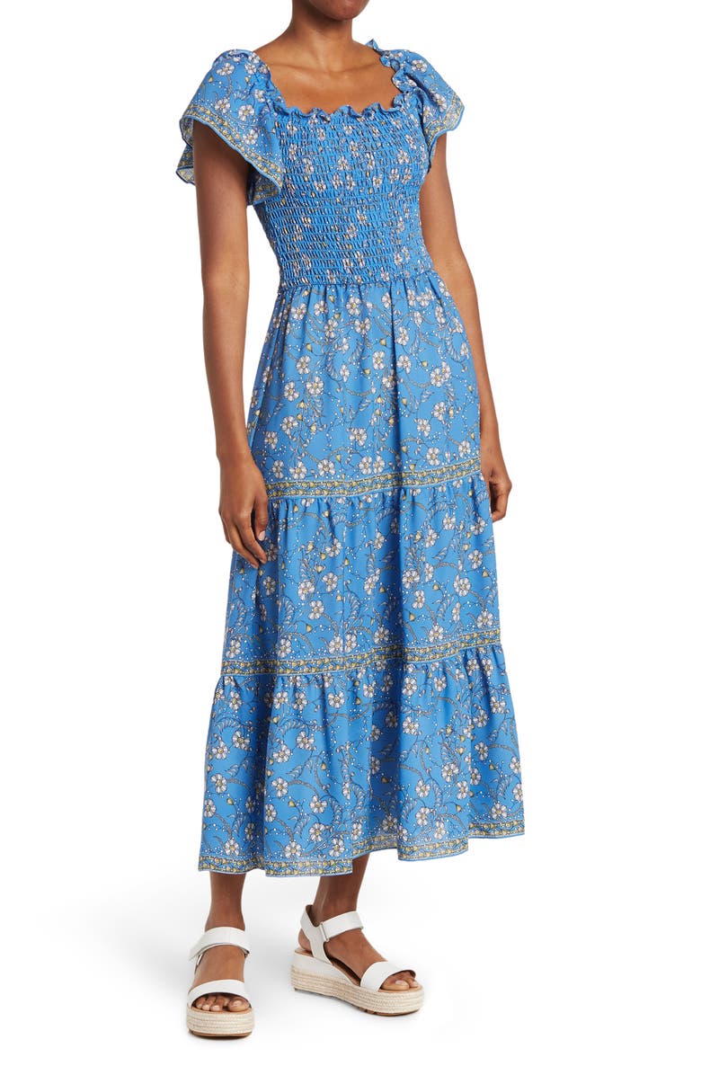 MAX STUDIO Paisley Flutter Sleeve Maxi Dress, Main, color,