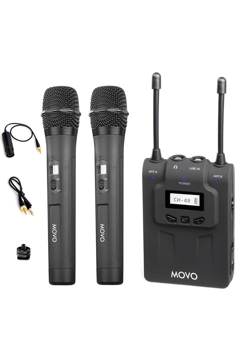 MOVO WMIC80 UHF Wireless Handheld Microphone System with 2 Handheld Mics, Main, color, Black