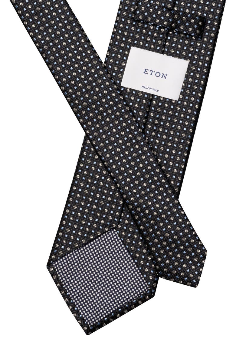 Eton Micro Geometric Silk Tie, Alternate, color, Dark Green