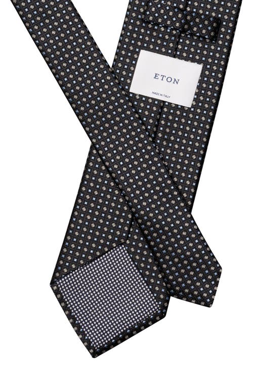 Eton Micro Geometric Silk Tie In Black