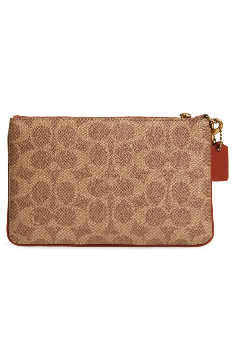 COACH Small Signature Canvas & Leather Wristlet, Alternate, color, 