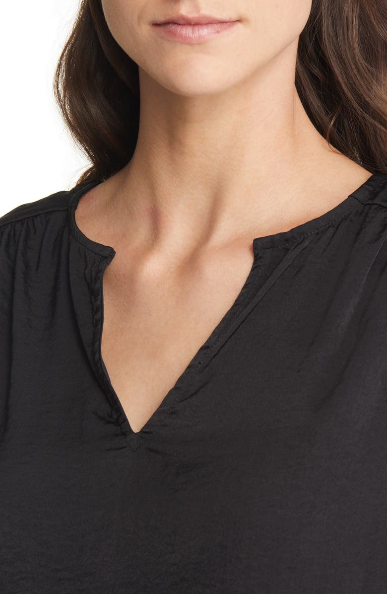 Vince Camuto Studded Cuff Split Neck Blouse, Alternate, color, 