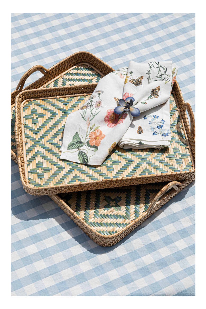 Villa Seville Wicker Tray, Alternate, color, CHAMBRAY