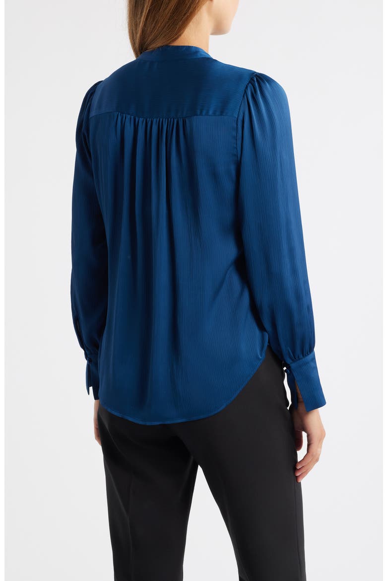 Textured Crepe Long Sleeve Top, Alternate, color, BALTIC TEAL