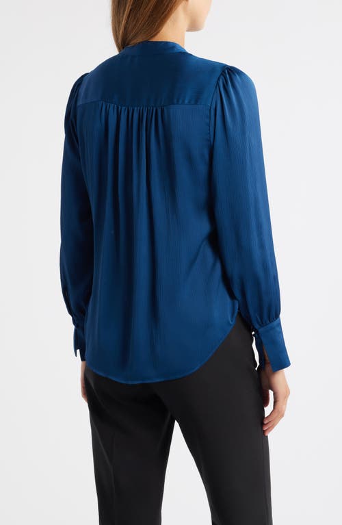 Anne Klein Womens Satin Pleated V Neck Blouse P Xxs Xxl In Blue