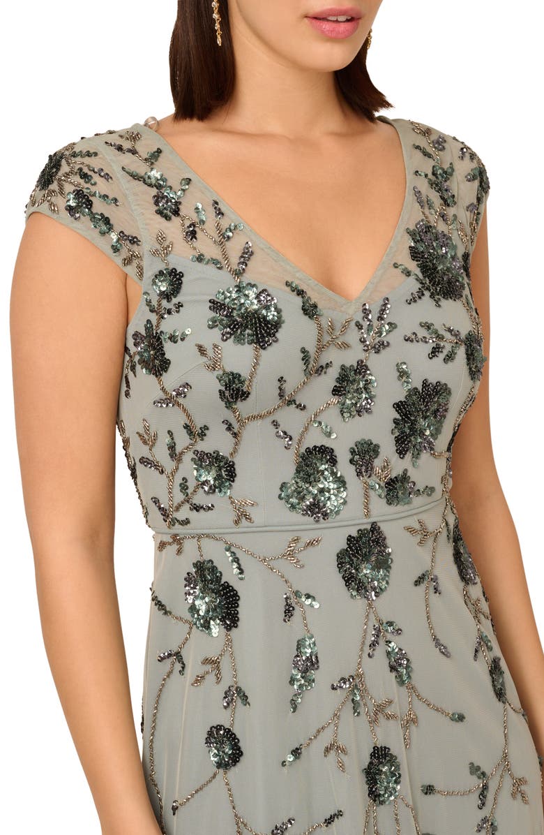 Adrianna Papell Embroidered Beaded Trumpet Gown, Alternate, color,