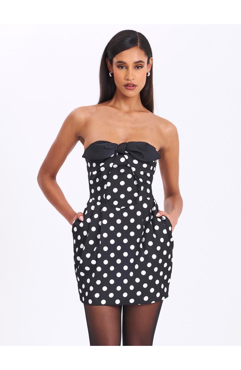 Miss Circle Tahira Polka Strapless Mini Dress with Bow, Alternate, color,