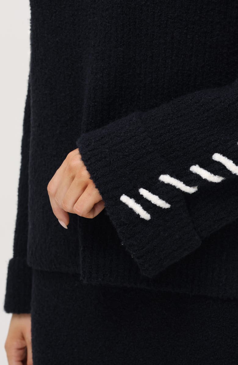 525 Vida Whipstitch Bell Sleeve Bouclé Sweater, Alternate, color, 