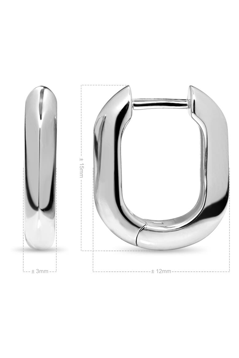 Beveled Hoop Earrings in Rhodium Plated Sterling Silver, Alternate, color, Silver