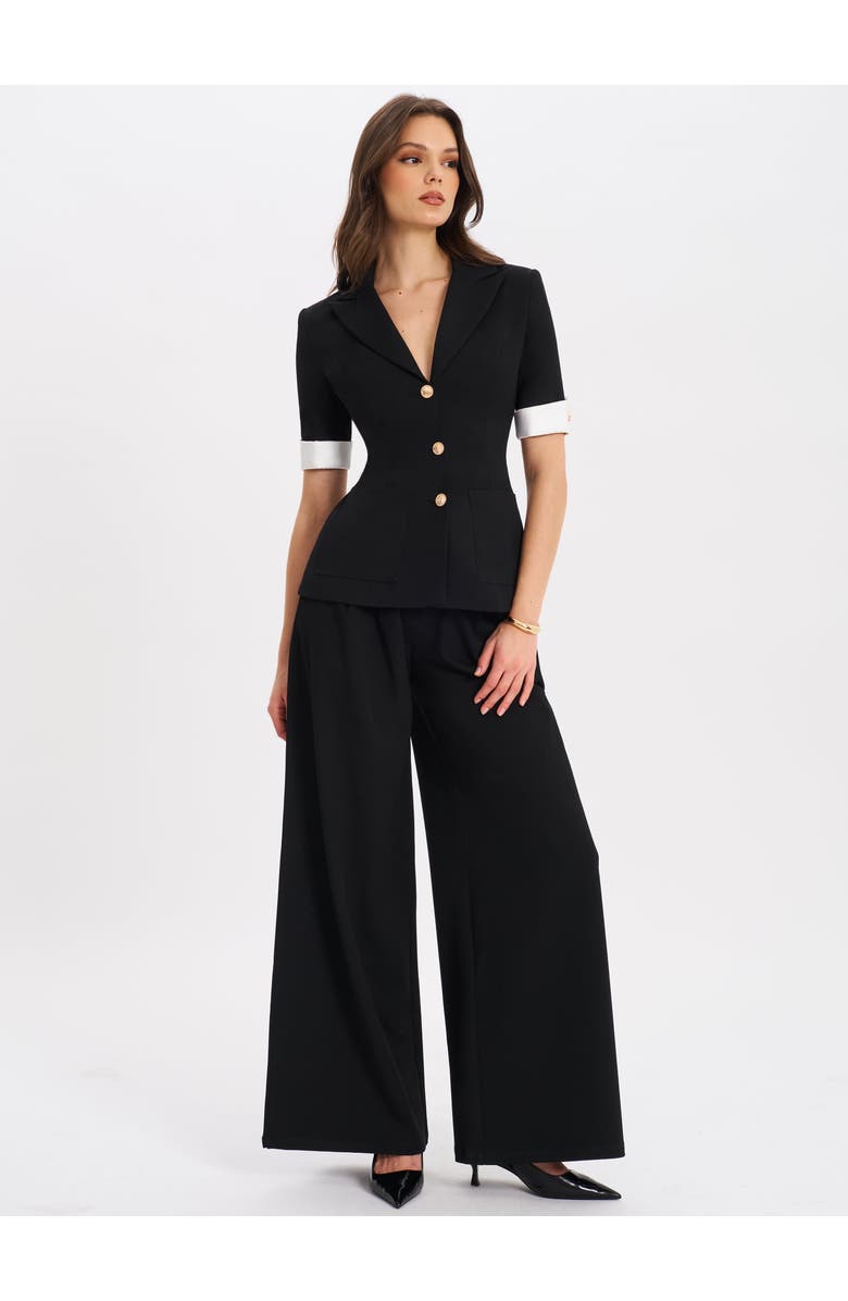 Miss Circle Aleeza Wide Leg Suit Pants, Alternate, color, Black