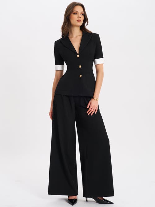 Miss Circle Aleena Short Sleeve Business Casual Blazer In Black
