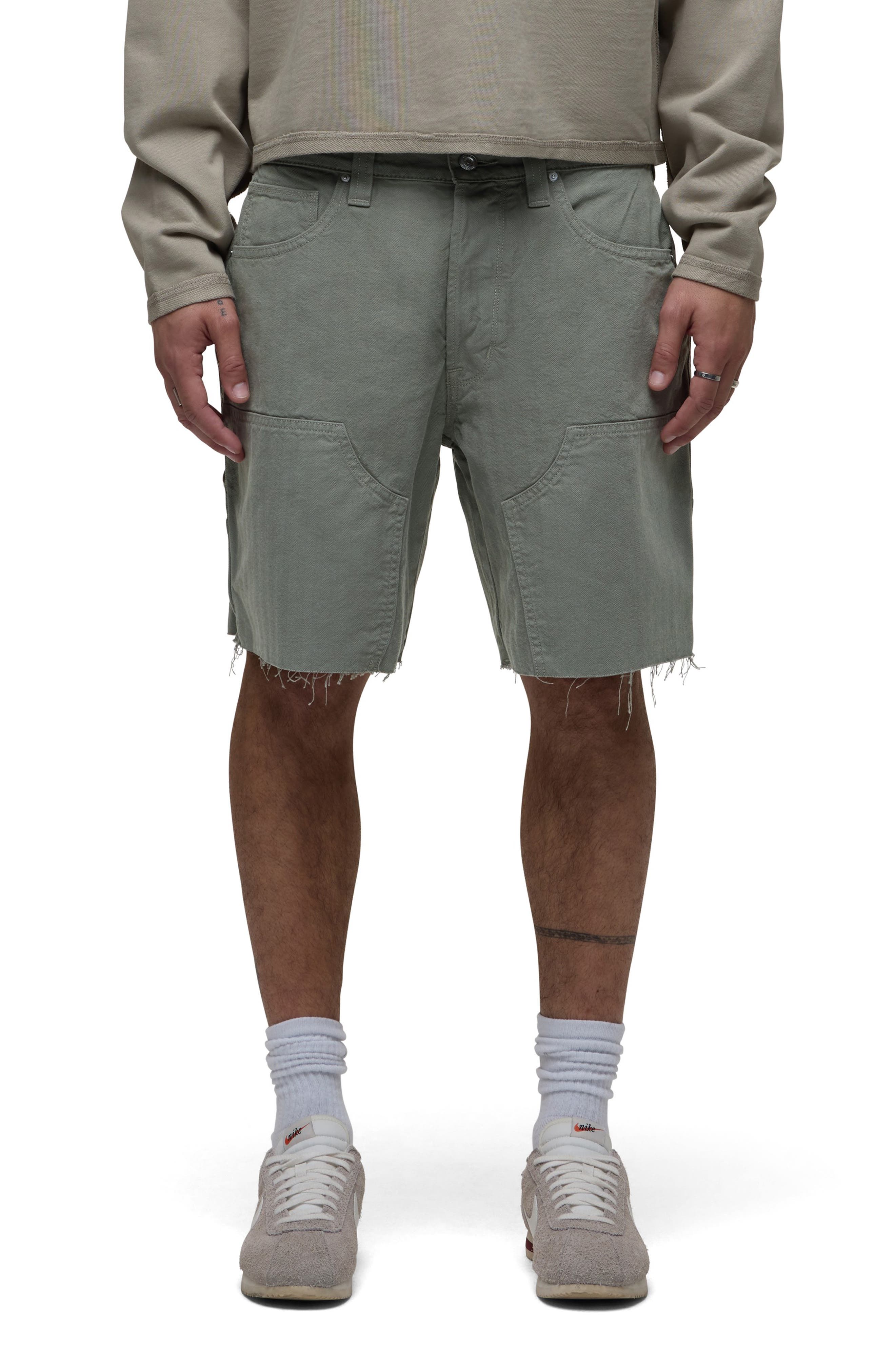 Cutoff Cotton Herringbone Carpenter Shorts