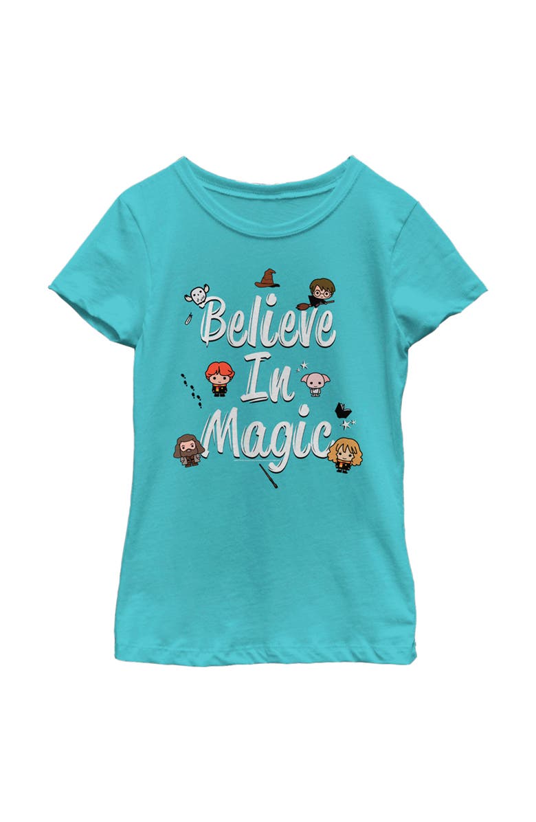 HARRY POTTER Girl's Harry Potter Believe In Magic Graphic T-Shirt, Main, color, Tahiti Blue