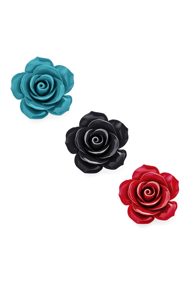Set of 3 Romantic Floral Pins, Main, color, MULTICOLOR